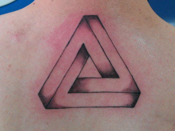 Interlocked Triangle Tattoo On Back
