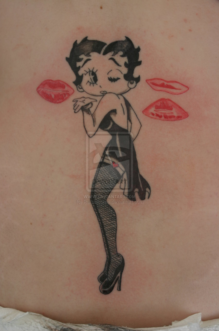 Lip Prints And Betty Boop Tattoo Design