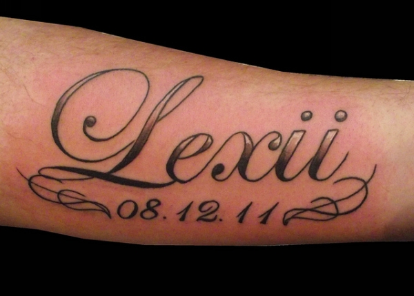 Memorial Date And Name Tattoo Design