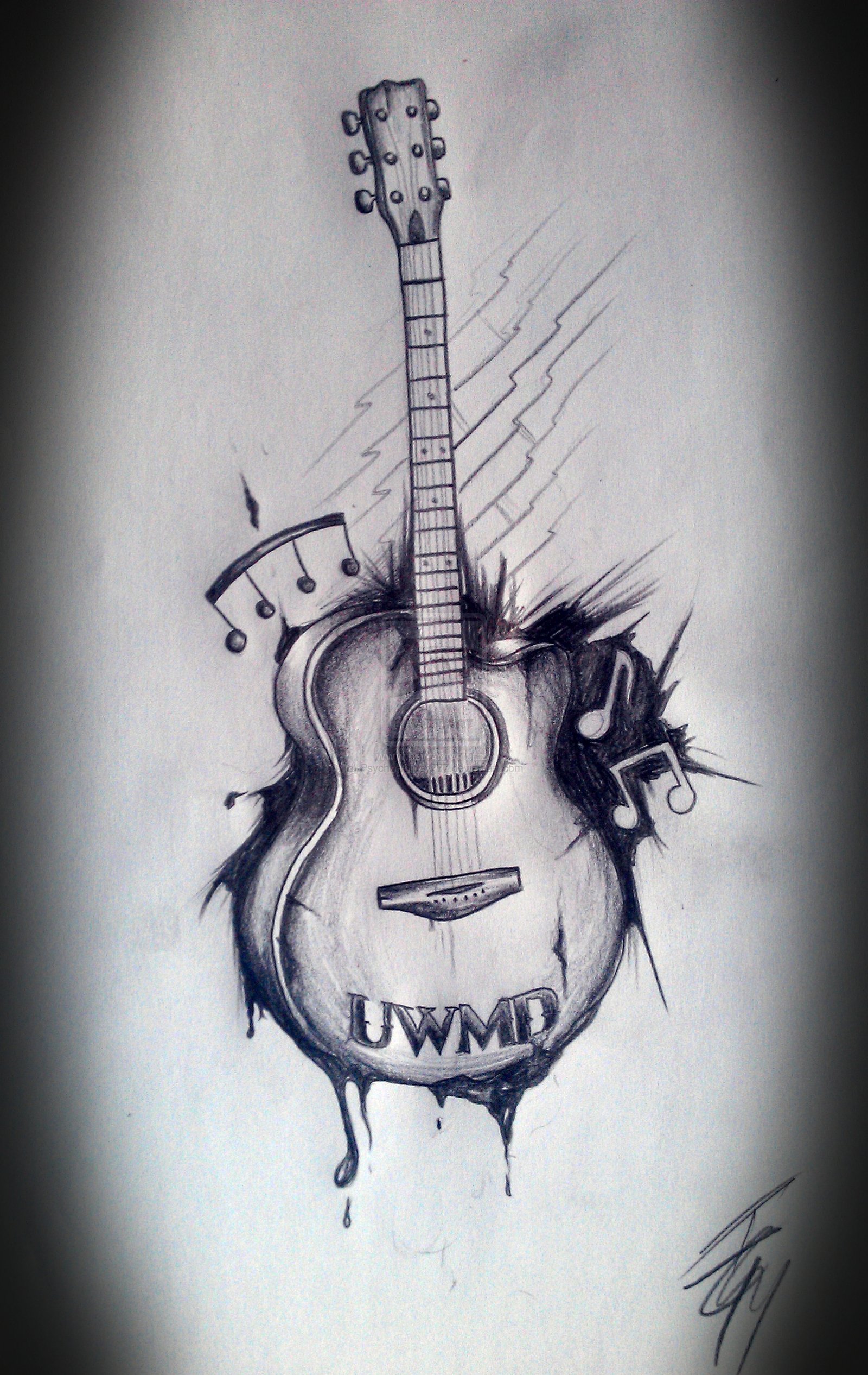 Music Guitar Tattoo Design Idea
