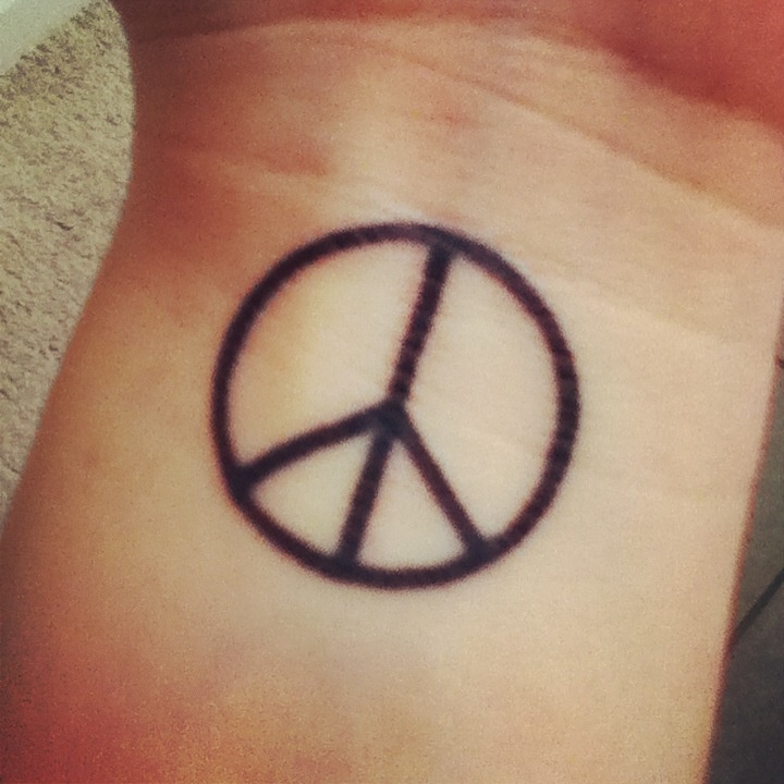 Nice Peace Sign Tattoo On Wrist
