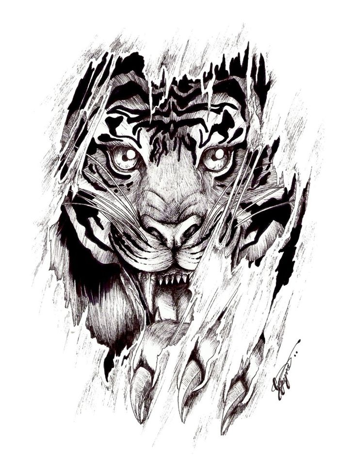 Ripped Skin Tiger Tattoo Design Idea
