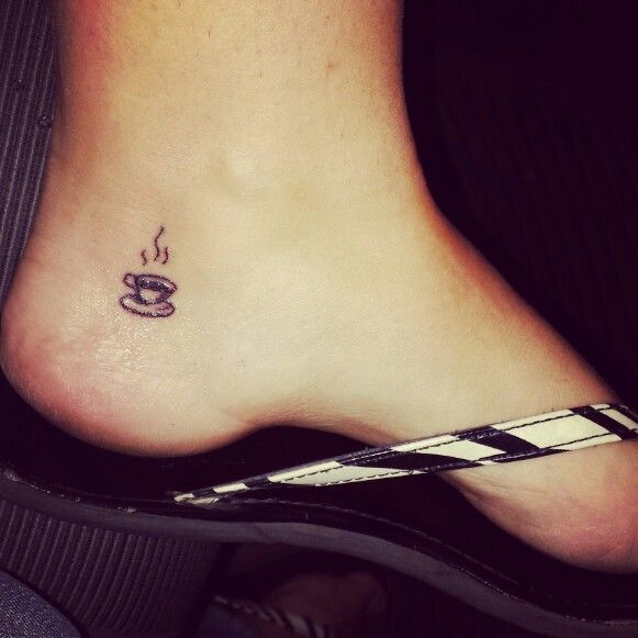 Tiny Tea Cup Tattoo On Heel