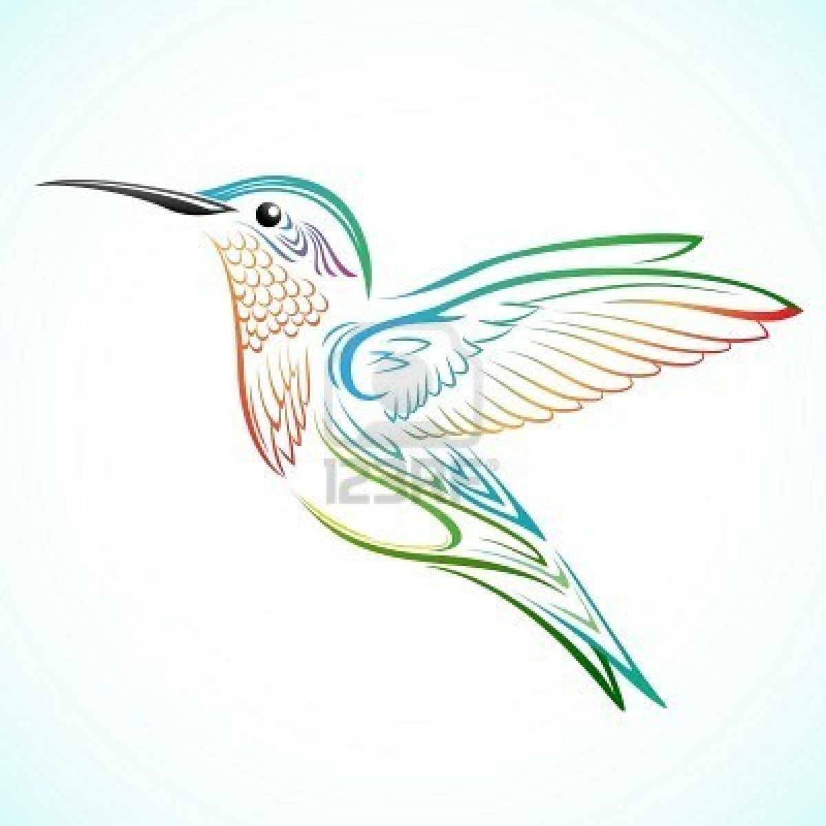 Tribal Hummingbird Tattoo Design Stencil