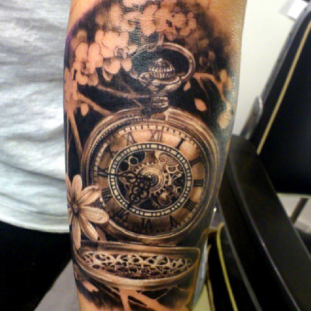 3D Watch Tattoo On Man Sleeve