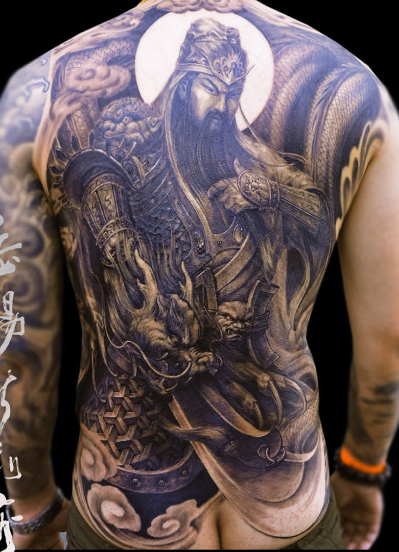Back Piece Asian Tattoo Design by Xincike