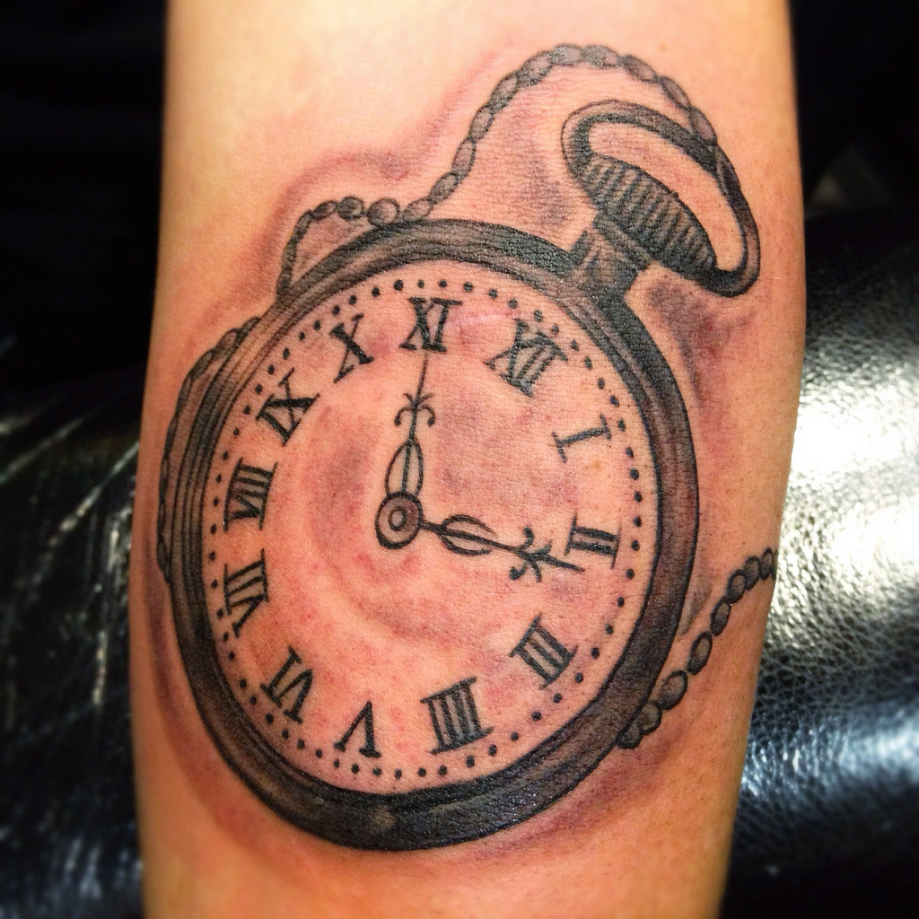 Beautiful Pocket Watch Tattoo Design