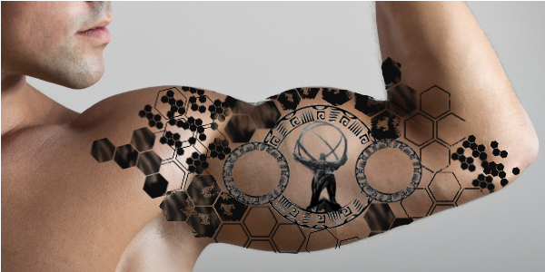 Science Tattoo On Man Right Bicep