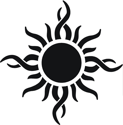 Black Tribal Sun Tattoo Design Sample