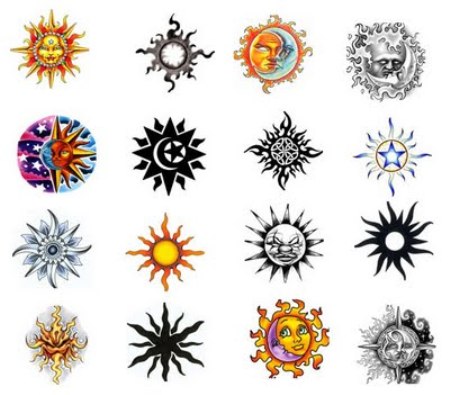 Colorful Sun Tattoo Designs Ideas