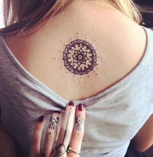 Cute Upper Back Women Tattoo Design