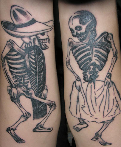 Dancing Skeleton Couple Tattoo Design