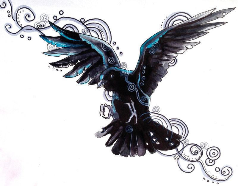 Flying Raven Tattoo Design Idea by Lucky978