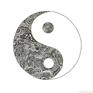 Henna Scrolls Yin Yang Tattoo Design