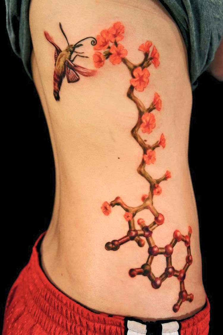 Molecules Science Tattoo On Rib Cage