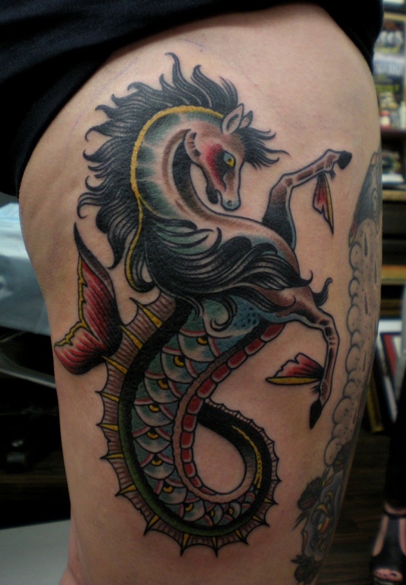 Sea Creature Tattoo Design On Thigh