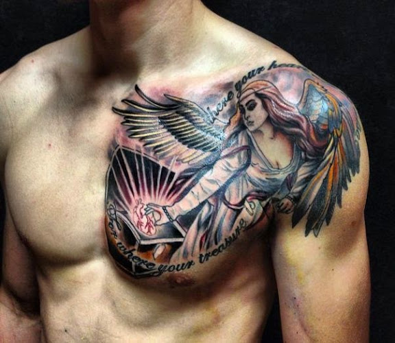 Angel Chest Tattoo For Men