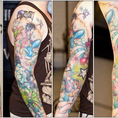 Full Sleeve Anime Tattoo Design
