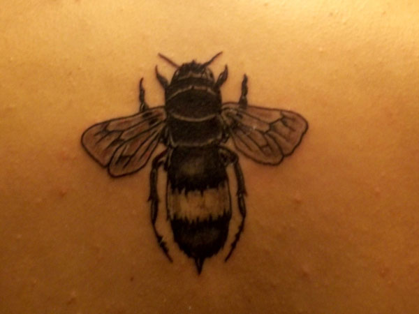 Grey Ink Bumblebee Tattoo Design