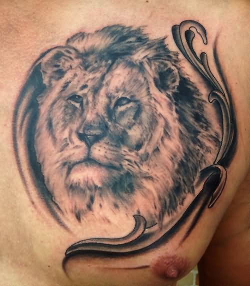 Lion Tattoo On Man Chest