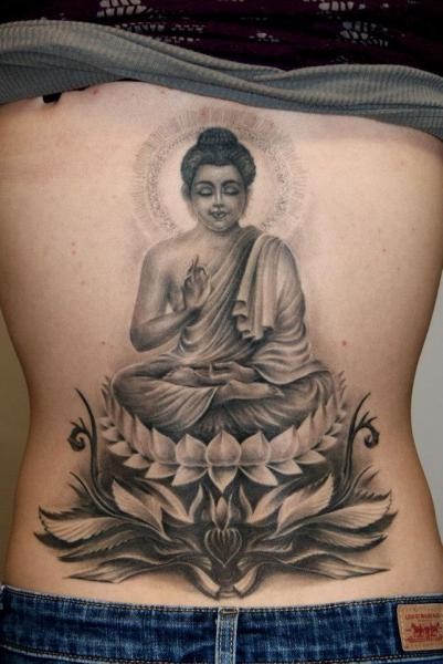 Meditating Buddha Tattoo On Full Back