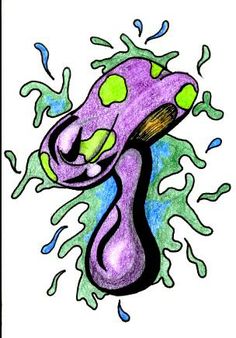 Purple mushroom tattoo design by Marblez071