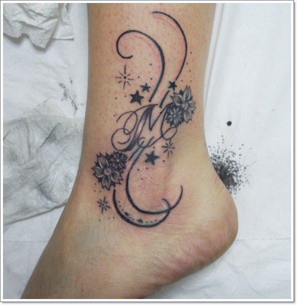 Wonderful Flowers Star Tattoo On Ankle