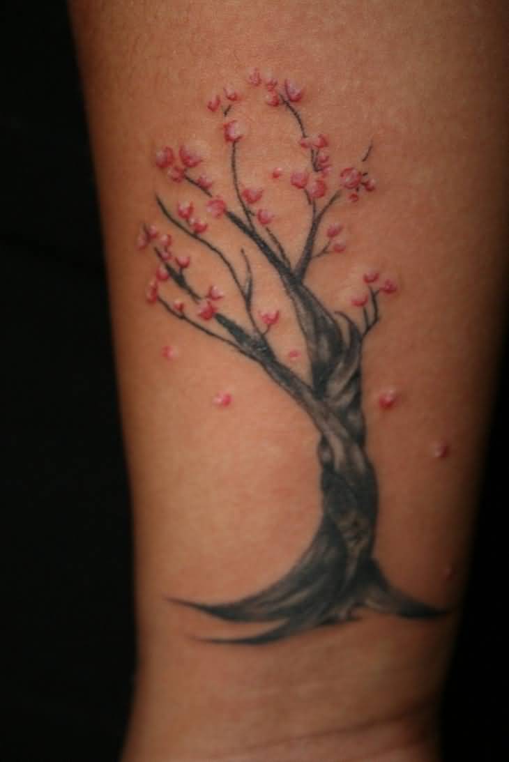 Right Forearm Cherry Blossom Tattoo