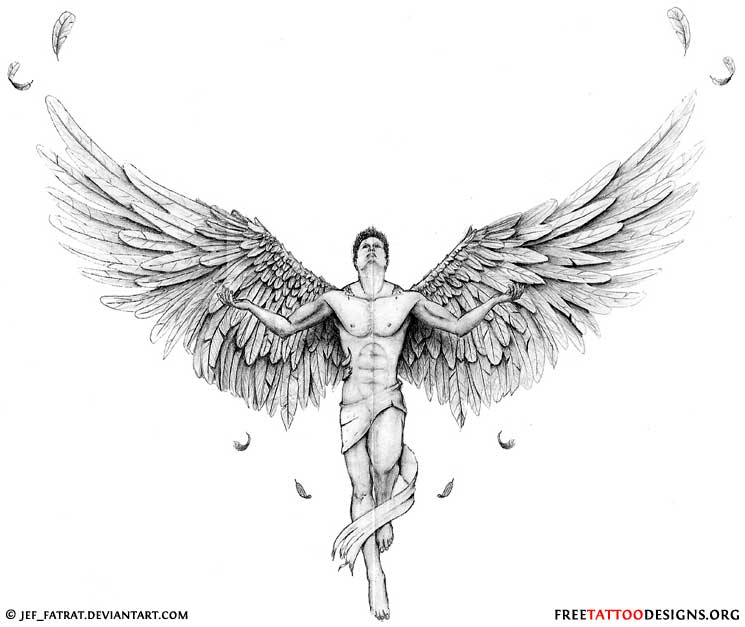 Open Wings Angel Tattoo Design