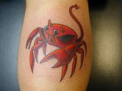 Red Crab Tattoo On Arm