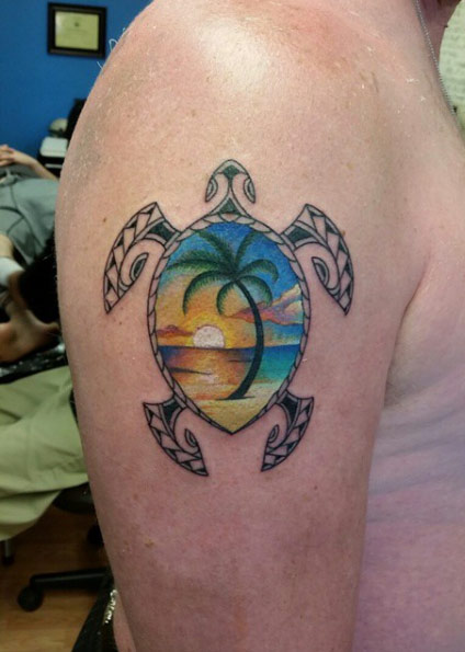 Right Shoulder Turtle Tattoo