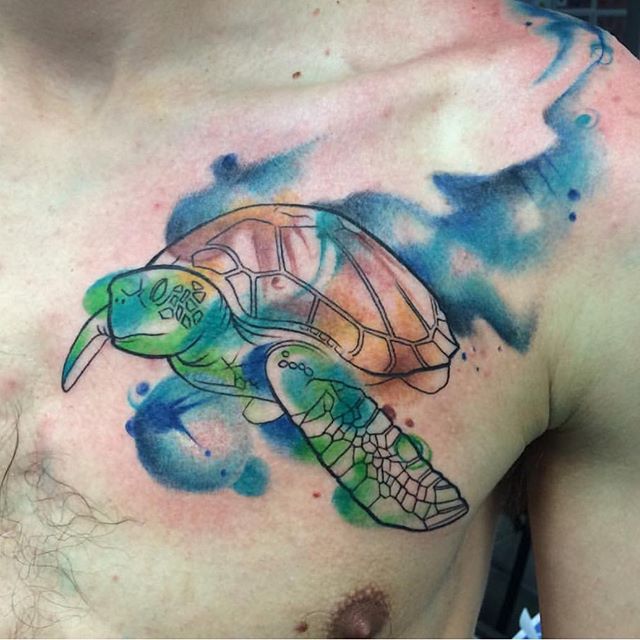 Watercolor Sea Turtle Turtle Tattoo