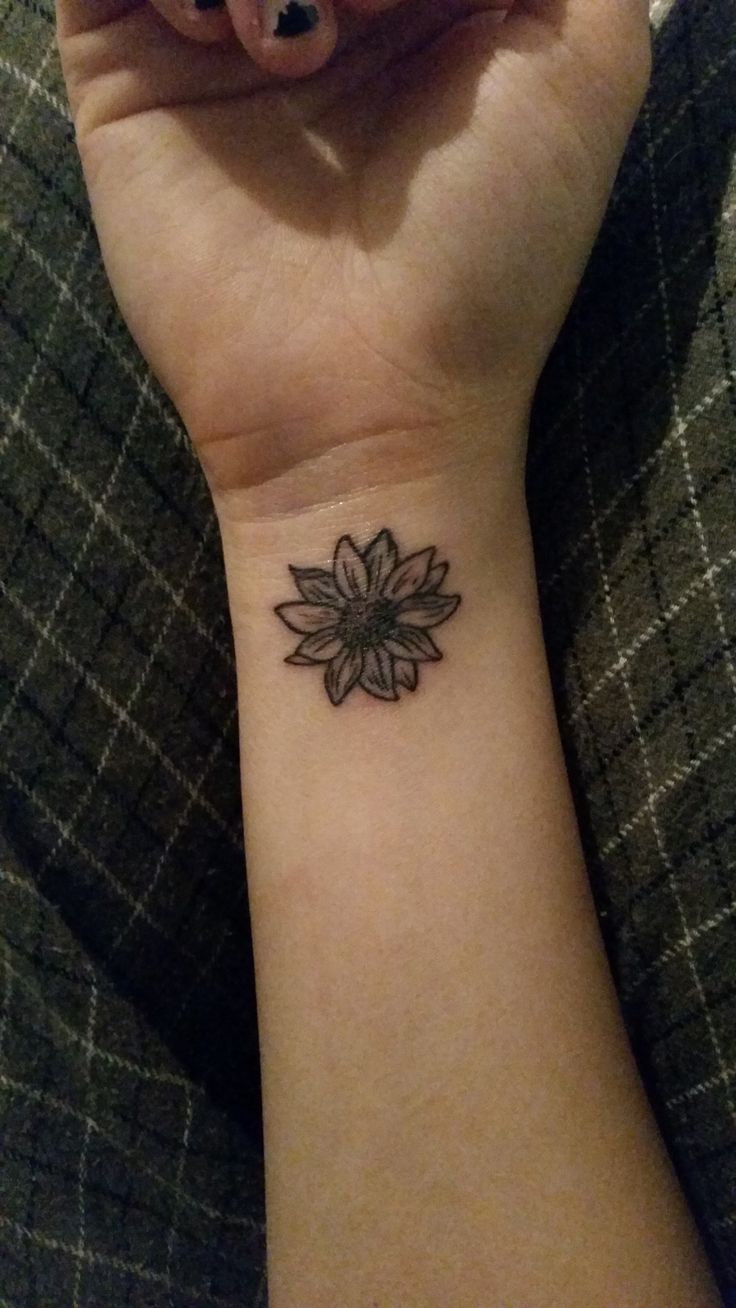 Small Sunflower Tattoo On Wrist