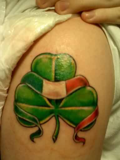 Irish Clover Tattoo On Right Shoulder