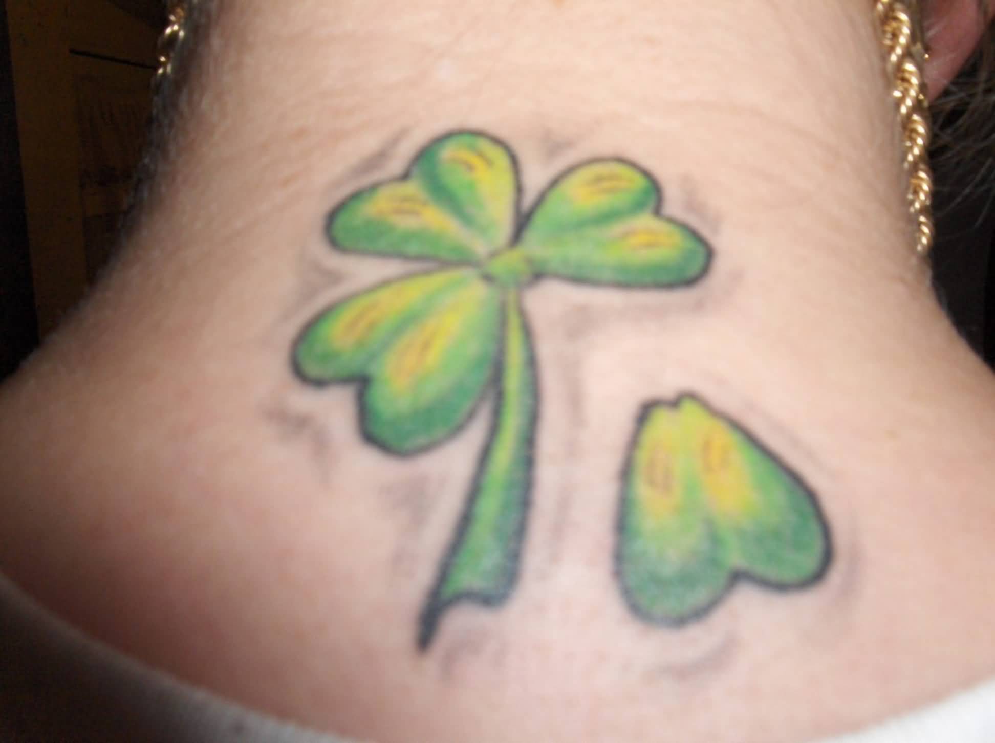 Nice Clover Tattoo On Nape