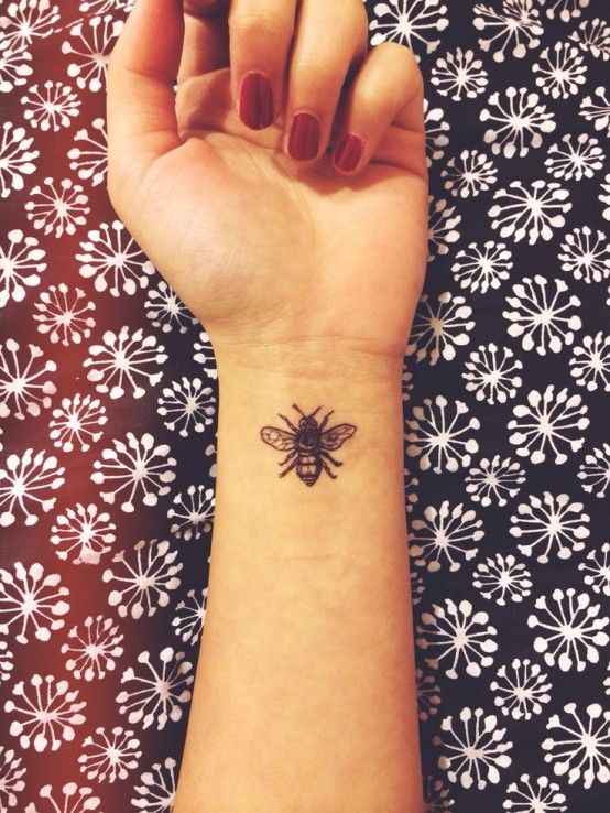 Bee Tattoo On Left Wrist