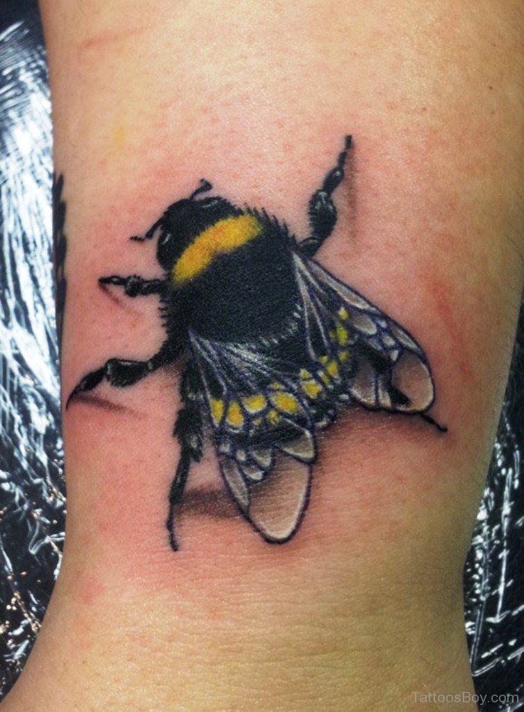 Colored Bumble Bee Tattoo
