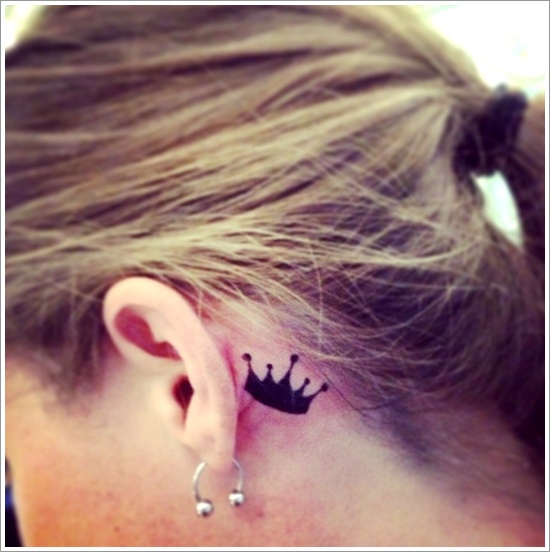 Crown Tattoo Behind The Ear