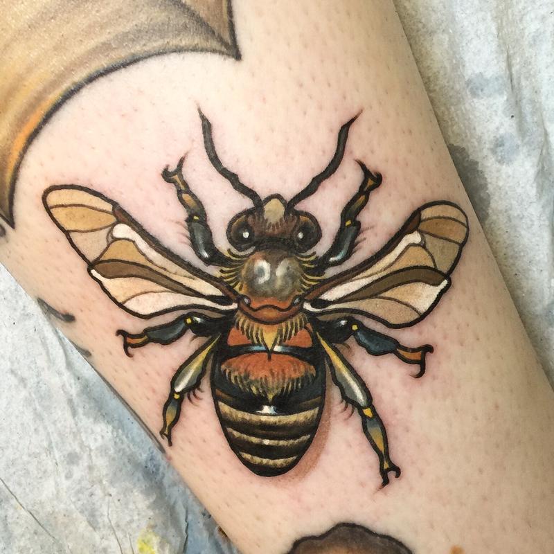 Nice Color Bee Tattoo