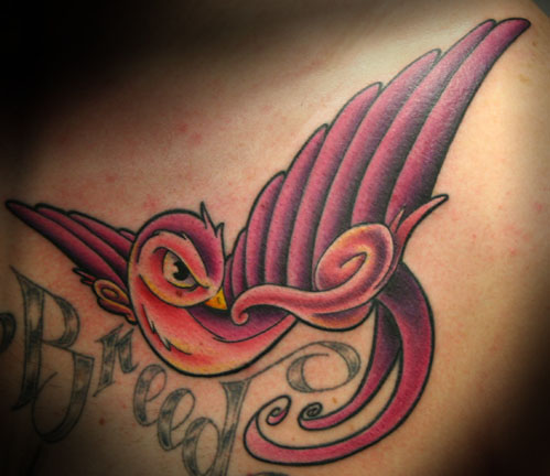 Sparrow Tattoo On Chest For Men
