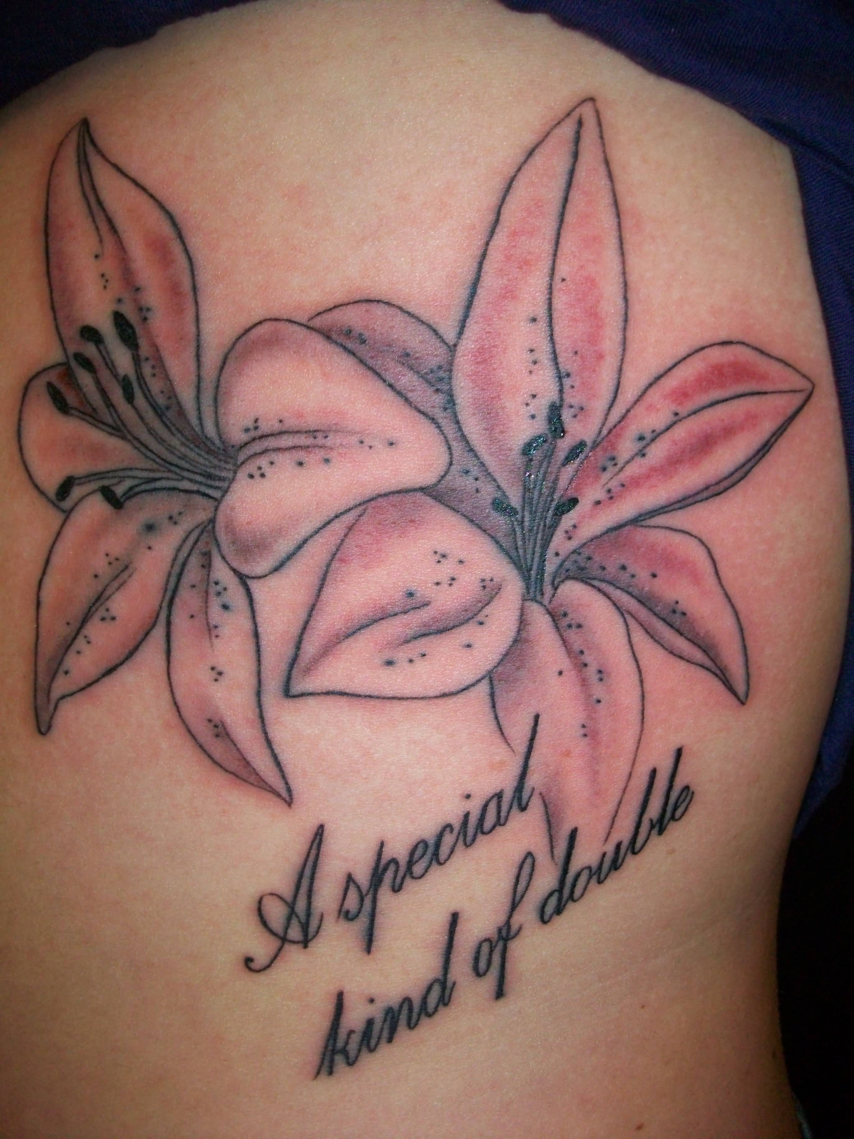 A Special Kind Of Double Flower Tattoos On Side
