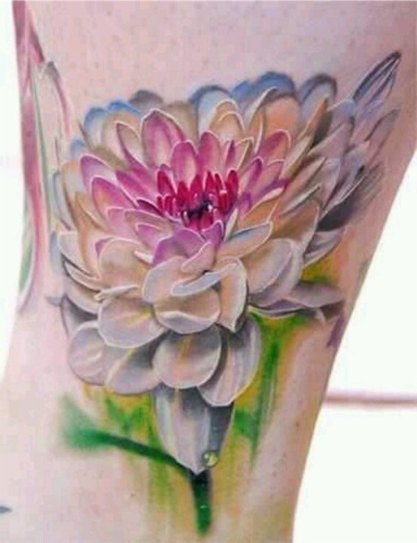 Colored Flower Tattoo On Arm Sleeve
