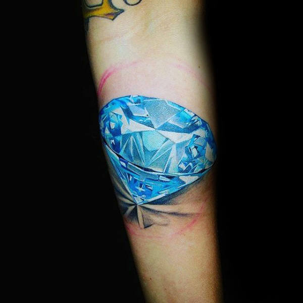 Realistic Blue Diamond Tattoo Ideas