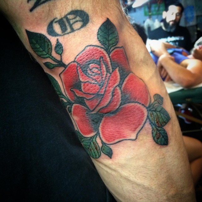 Rose Flower Elbow Tattoo