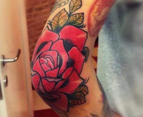 Rose Flower Tattoo On Elbows