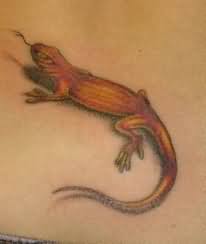 Orange Colour Lizard Tattoo Design