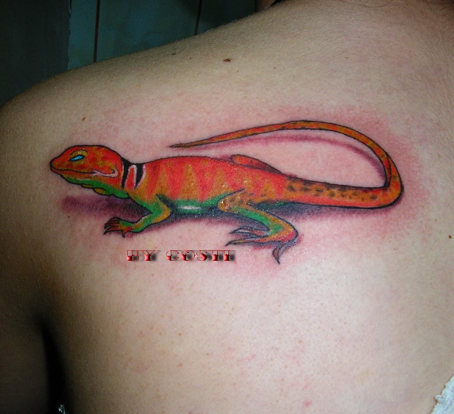 Orange Lizard Tattoo