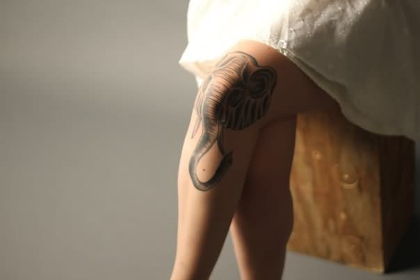 Elephant Head Tattoo On Knee