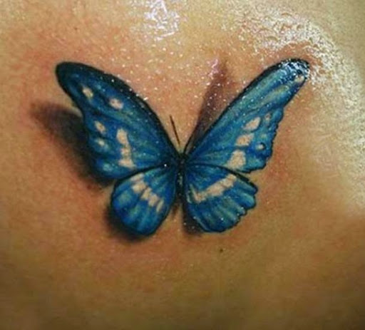 3d Blue Butterfly Tattoo Design