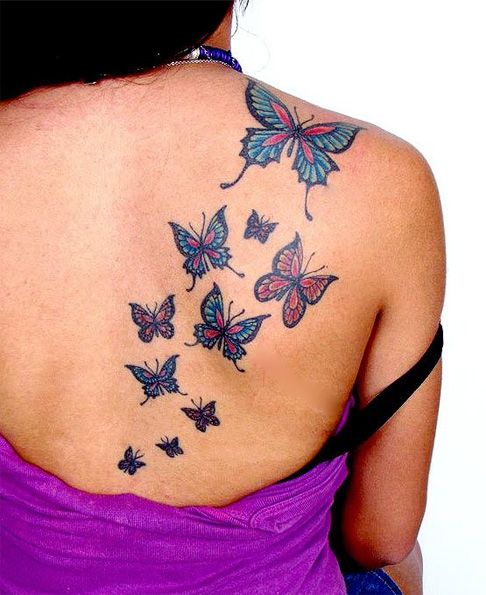 Amazing Butterflies Tattoo Design on Shoulder For Women